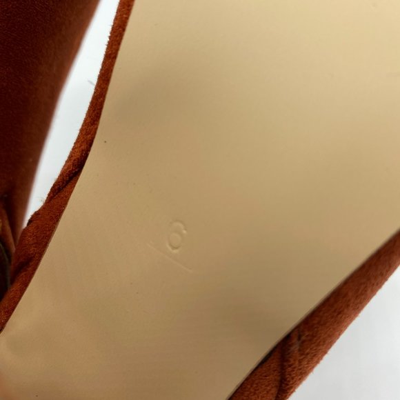 Brown Pointy Toe Chunky Long Boots Heels Pump Pull - Picture 10 of 11